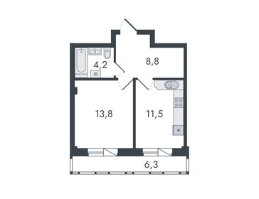 Квартира 44,6 м², 1-комнатная - изображение 1