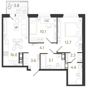 48,7 м², 2-комнатная квартира 16 500 000 ₽ - изображение 20