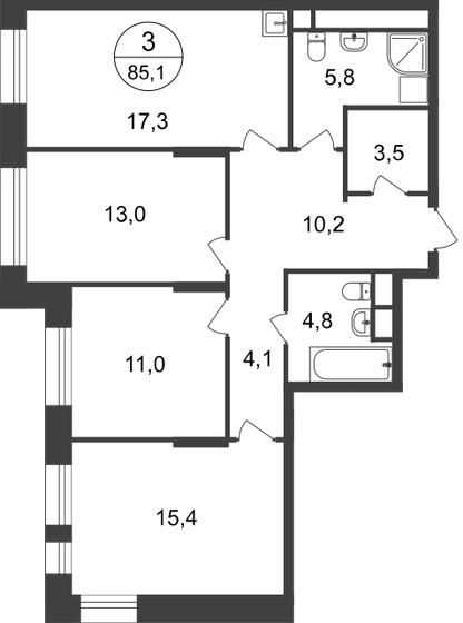 85,1 м², 3-комнатная квартира 18 400 532 ₽ - изображение 51