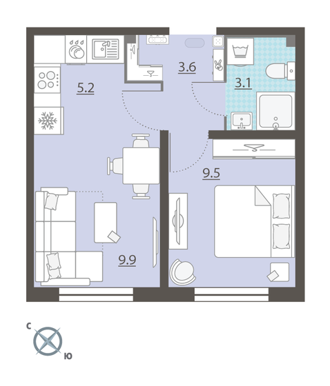 31,3 м², 1-комнатная квартира 3 709 050 ₽ - изображение 12