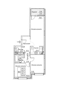 Квартира 63,6 м², 3-комнатная - изображение 1