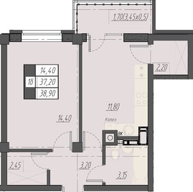 38,9 м², 1-комнатная квартира 7 002 000 ₽ - изображение 12