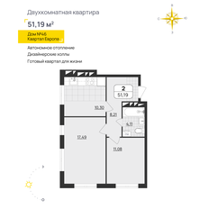 Квартира 51,2 м², 2-комнатная - изображение 2