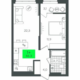 45 м², 1-комнатная квартира 5 000 000 ₽ - изображение 54