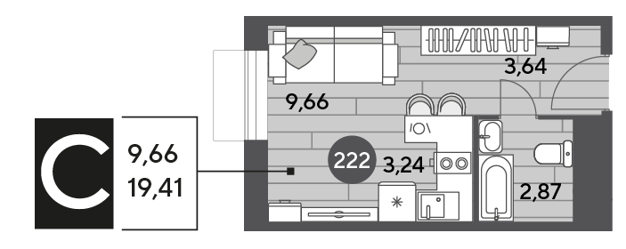 19,7 м², квартира-студия 4 389 810 ₽ - изображение 22