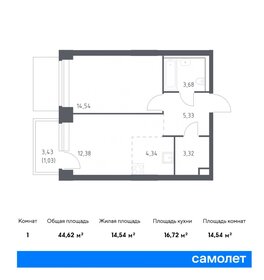 Квартира 44,6 м², 1-комнатная - изображение 1