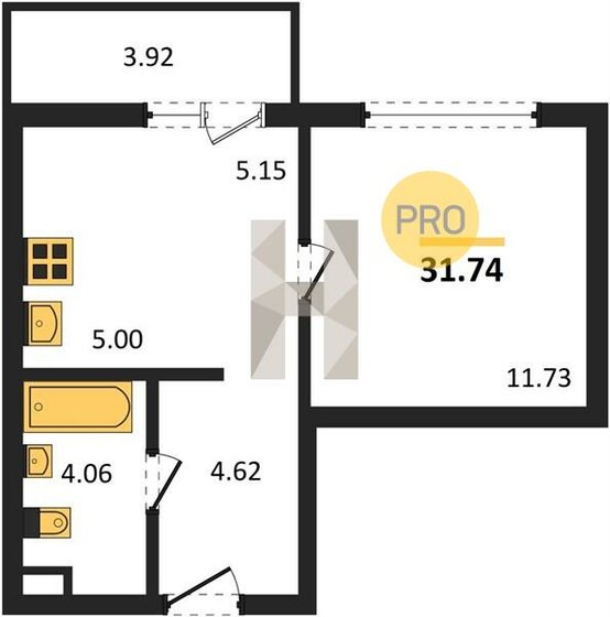 31,7 м², 1-комнатная квартира 3 782 138 ₽ - изображение 9