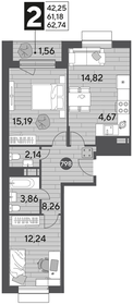 62,9 м², 2-комнатная квартира 9 155 328 ₽ - изображение 22