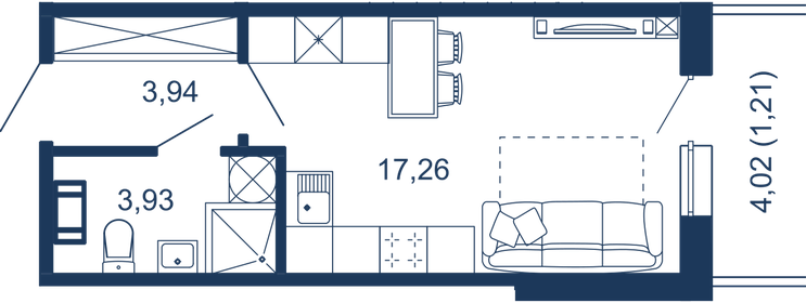 Квартира 26,3 м², студия - изображение 1