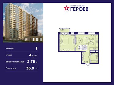 37 м², 2-комнатная квартира 6 456 500 ₽ - изображение 6