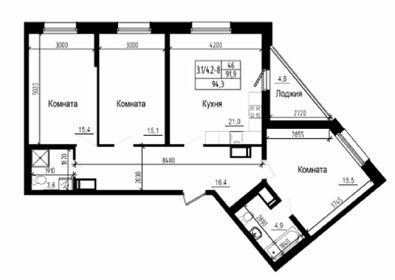 Квартира 91,9 м², 3-комнатная - изображение 1