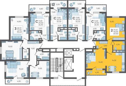 60 м², 2-комнатная квартира 18 000 000 ₽ - изображение 95