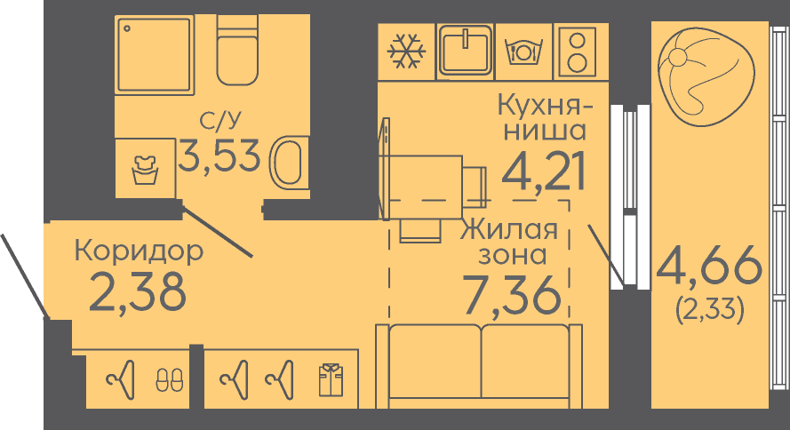 19,8 м², квартира-студия 2 744 000 ₽ - изображение 14