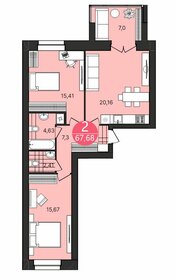 Квартира 67,8 м², 2-комнатная - изображение 1