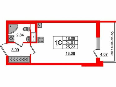 Квартира 24 м², студия - изображение 1