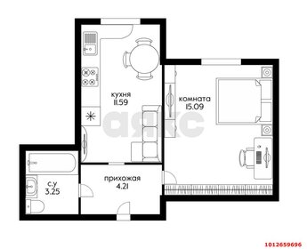 Квартира 34,2 м², 1-комнатная - изображение 1