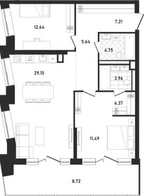 Квартира 89,9 м², 2-комнатная - изображение 1