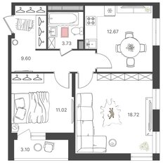 Квартира 57,3 м², 2-комнатная - изображение 2