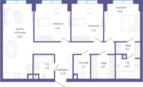 96,8 м², 3-комнатная квартира 43 298 640 ₽ - изображение 38