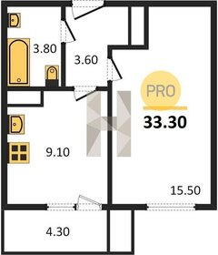 32,6 м², 1-комнатная квартира 3 859 200 ₽ - изображение 1