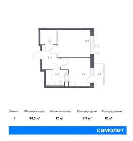 Квартира 34,5 м², 1-комнатная - изображение 1