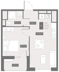 34,8 м², 1-комнатная квартира 4 693 824 ₽ - изображение 19