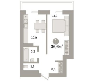 Квартира 36,6 м², 1-комнатная - изображение 1