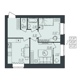 49 м², 2-комнатная квартира 3 600 000 ₽ - изображение 51