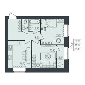 Квартира 47,3 м², 2-комнатная - изображение 1