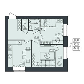 Квартира 47,3 м², 2-комнатная - изображение 1