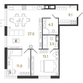 78 м², 3-комнатная квартира 10 500 000 ₽ - изображение 84