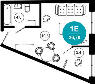 Квартира 26,7 м², 1-комнатные - изображение 1