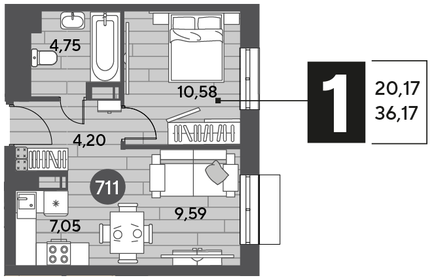 36,2 м², 1-комнатная квартира 6 152 517 ₽ - изображение 23