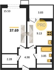 Квартира 37,7 м², 1-комнатная - изображение 1