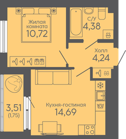 Квартира 35,8 м², 1-комнатная - изображение 1