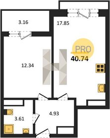 Квартира 40,7 м², 1-комнатная - изображение 1