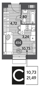 Квартира 21,5 м², студия - изображение 1