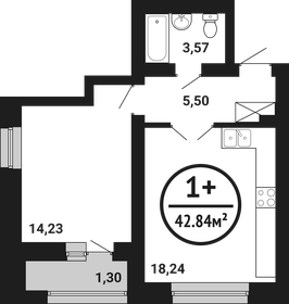 Квартира 42,8 м², 1-комнатная - изображение 1