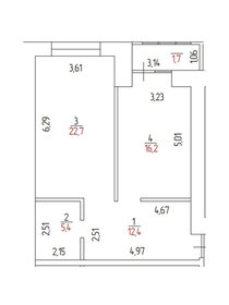 Квартира 58 м², 1-комнатная - изображение 1