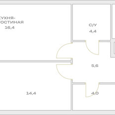 Квартира 44,8 м², 1-комнатная - изображение 2