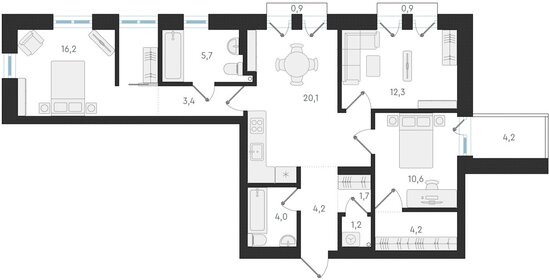 Квартира 83,6 м², 3-комнатная - изображение 1