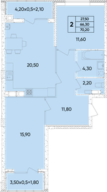 Квартира 70,2 м², 2-комнатная - изображение 1