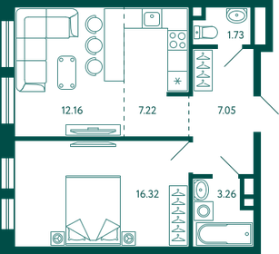 42,5 м², 1-комнатная квартира 6 500 000 ₽ - изображение 95