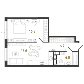 Квартира 45,4 м², 1-комнатная - изображение 1