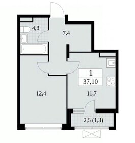 Квартира 37,1 м², 1-комнатная - изображение 1