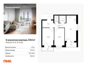 59,1 м², 2-комнатная квартира 9 402 810 ₽ - изображение 32