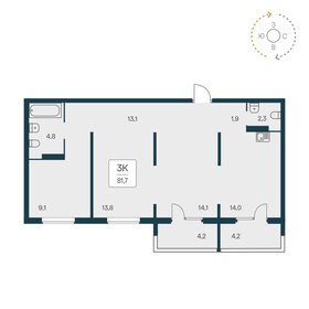 Квартира 81,7 м², 3-комнатная - изображение 1