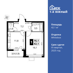 41,7 м², 1-комнатная квартира 9 382 500 ₽ - изображение 44