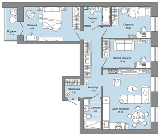 Квартира 91 м², 4-комнатная - изображение 1