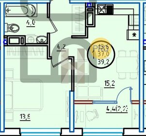 Квартира 39,2 м², 1-комнатная - изображение 1